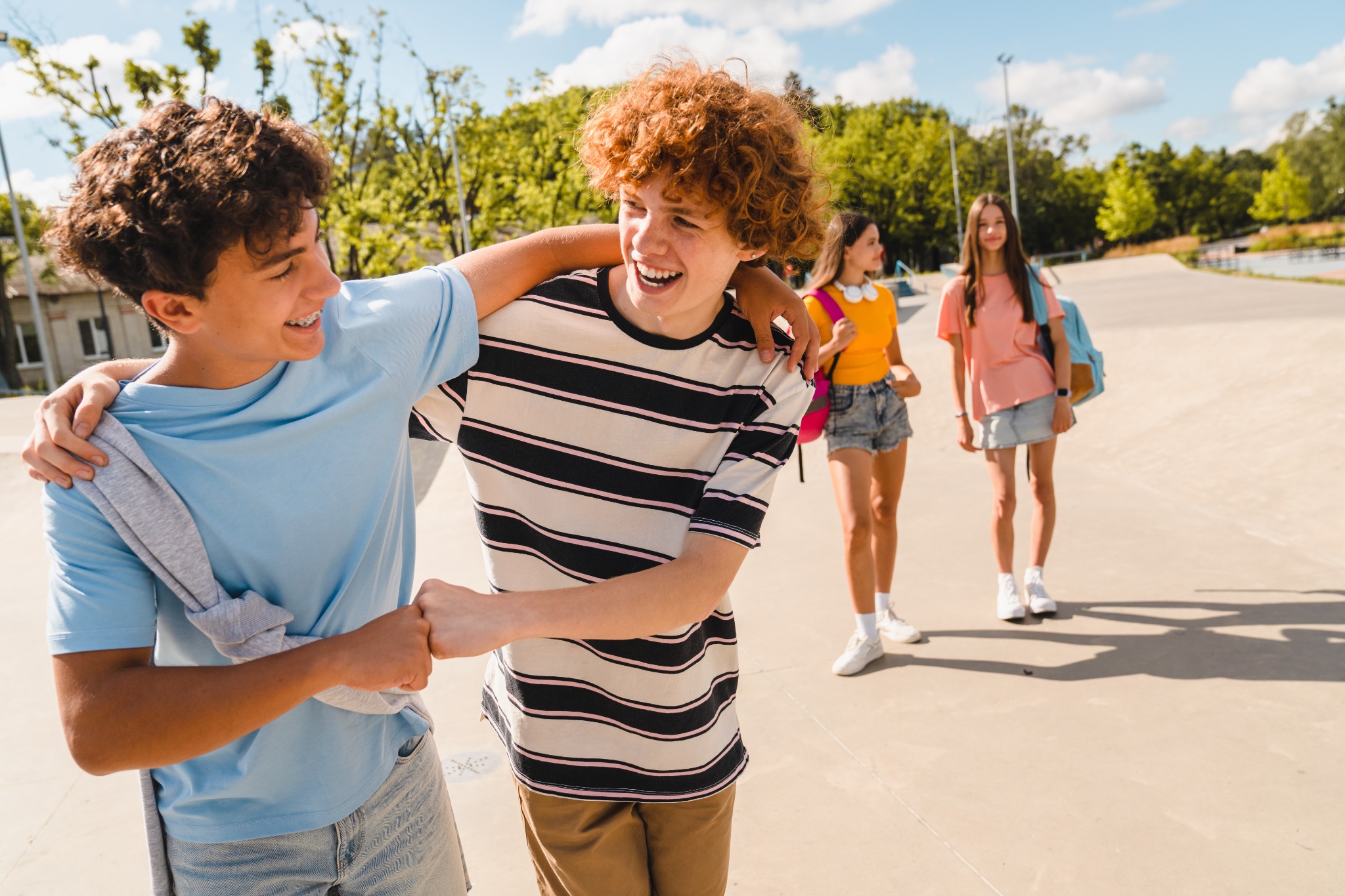 Teenagers spending time together outdoors